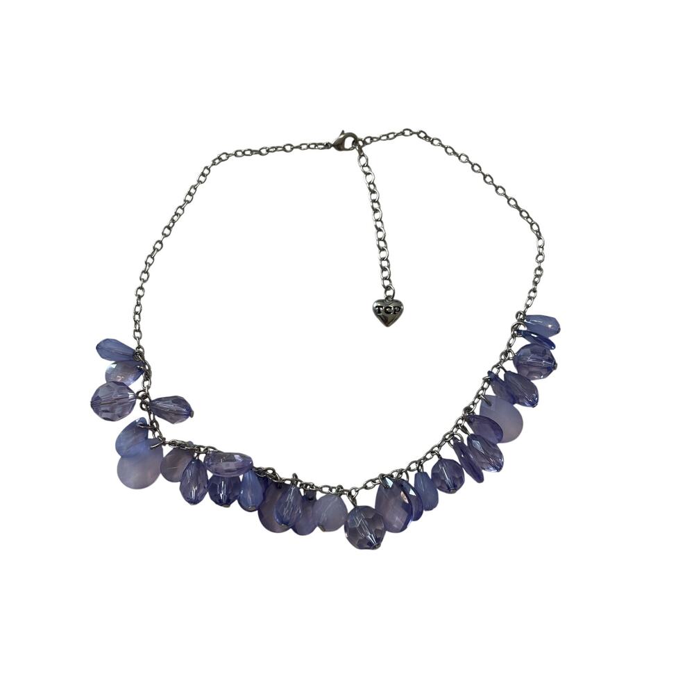 Silver Chain Purple‎ Beaded  Fringe Necklace Whimsical Romantic Fairy Necklace - Picture 3 of 5